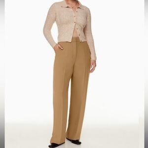Wilfred Aritzia Alanya Wide Leg Crepe Trouser Pants Saville Camel Brown 12 J2